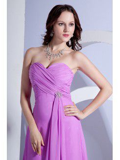 Chiffon Sweetheart Floor Length Column Bridesmaid Dress with Ruffle