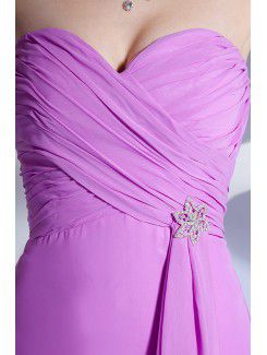 Chiffon Sweetheart Floor Length Column Bridesmaid Dress with Ruffle