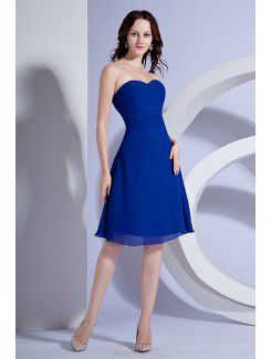 Chiffon Sweetheart Knee-Length A-line Bridesmaid Dress with Sash