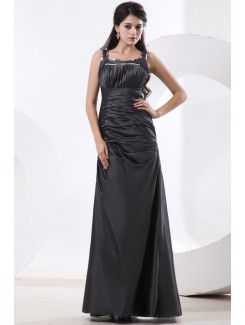 Taffeta Square Floor Length A-line Bridesmaid Dress with Sequins