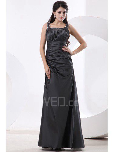 Taffeta Square Floor Length A-line Bridesmaid Dress with Sequins