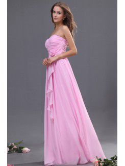 Chiffon Sweetheart Floor Length Column Bridesmaid Dress with Hand-made Flower