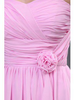 Chiffon Sweetheart Floor Length Column Bridesmaid Dress with Hand-made Flower