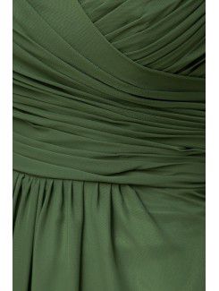 Satin and Chiffon Sweetheart Floor Length Column Bridesmaid Dress with Pleat