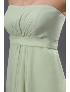 Chiffon and Satin Strapless Knee-Length A-Line Bridesmaid Dress with Ruffle