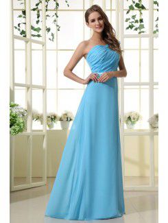 Chiffon Satin One-Shoulder Floor Length Sheath Bridesmaid Dress with Pleat