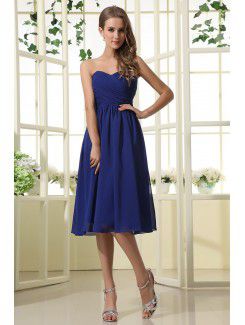 Satin and Chiffon Sweetheart Knee-Length Column Bridesmaid Dress