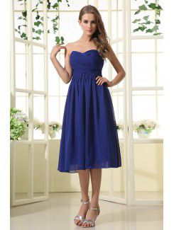 Satin and Chiffon Sweetheart Knee-Length Column Bridesmaid Dress