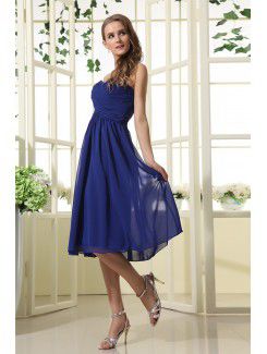 Satin and Chiffon Sweetheart Knee-Length Column Bridesmaid Dress