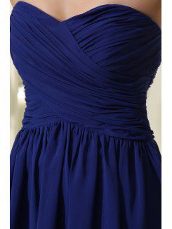 Satin and Chiffon Sweetheart Knee-Length Column Bridesmaid Dress