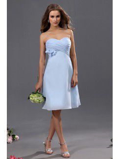 Chiffon lieverd knielange a-lijn bruidsmeisje jurk met bloem