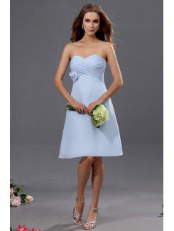 Chiffon Sweetheart Knee-Length A-line Bridesmaid Dress with Flower