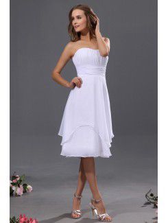 Chiffon Sweetheart Knee-Length A-line Bridesmaid Dress with Pleat