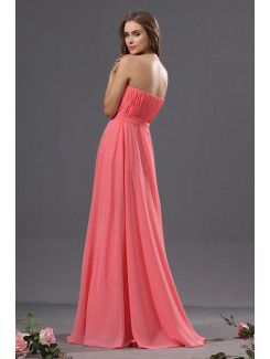 Chiffon Strapless Floor Length Column Bridesmaid Dress with Rhinestones