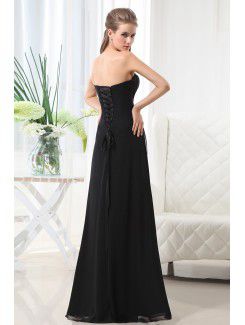 Chiffon Strapless Floor Length A-Line Bridesmaid Dress with Ruffle