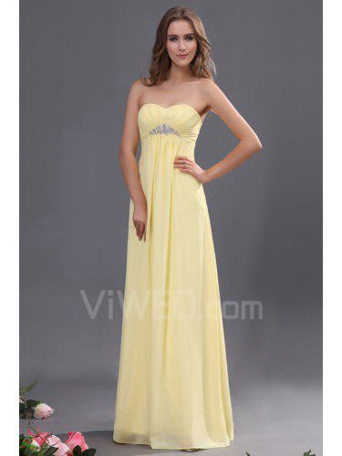 Chiffon Sweetheart Floor Length Column Line Bridesmaid Dress