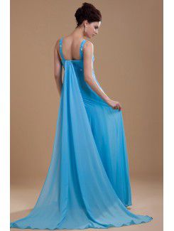 Chiffon V-Neckline Floor Length A-line Bridesmaid Dress with Sequins and Beading