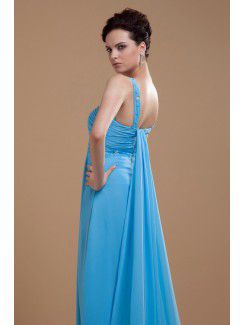 Chiffon V-Neckline Floor Length A-line Bridesmaid Dress with Sequins and Beading