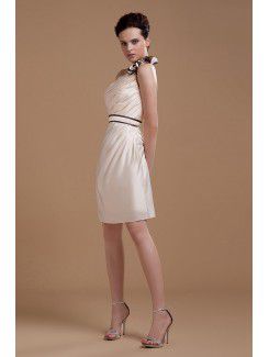 Satin One-Shoulder Knee-Length Sheath Bridesmaid Dress