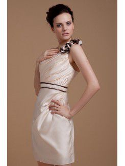 Satin One-Shoulder Knee-Length Sheath Bridesmaid Dress