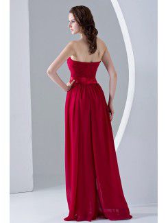 Chiffon Strapless Floor Length Column Bridesmaid Dress with Ruffle