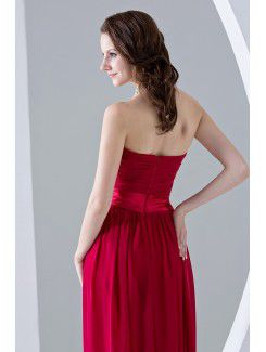 Chiffon Strapless Floor Length Column Bridesmaid Dress with Ruffle