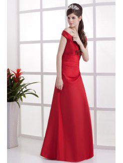 Taffeta Off-the-Shoulder Floor Length Sheath Bridesmaid Dress with Ruffle