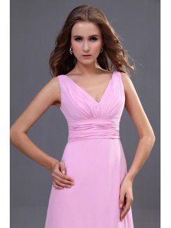 Chiffon V-Neckline Floor Length Column Bridesmaid Dress