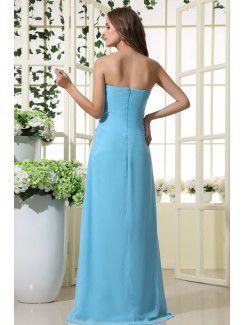 Chiffon Strapless Floor Length A-line Bridesmaid Dress with Crystal