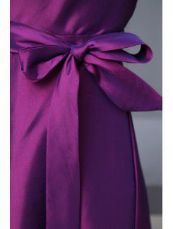 Taffeta Straps Floor Length A-line Bridesmaid Dress with Bow