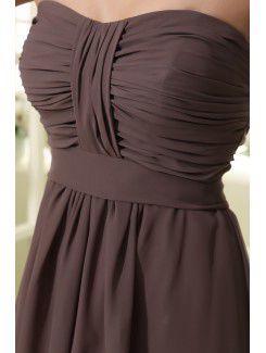 Chiffon Strapless Knee-Length A-line Bridesmaid Dress with Ruffle