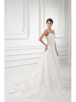 Taffeta Sweetheart A-line Sweep Train Embroidered Wedding Dress