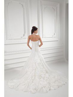 Taffeta Sweetheart A-line Sweep Train Embroidered Wedding Dress