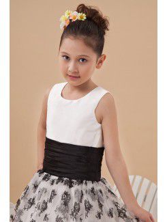 Satin Jewel Floor Length A-line Flower Girl Dress with Embroidered