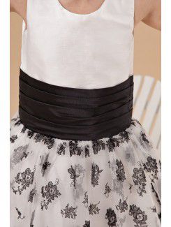 Satin Jewel Floor Length A-line Flower Girl Dress with Embroidered