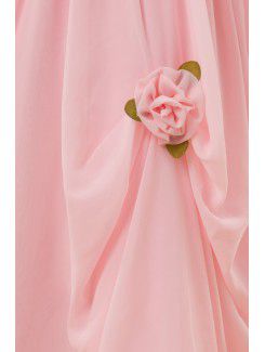 Taffeta Square Floor Length Ball Gown Flower Girl Dress with Hand-made Flower