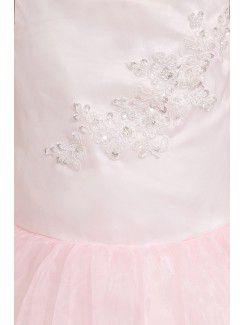 Taffeta and Organza Spaghetti Straps Floor Length Ball Gown Flower Girl Dress