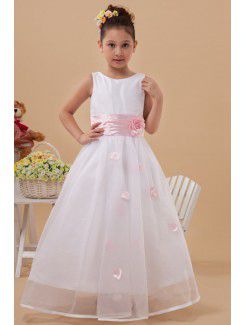 Taffeta and Organza Jewel Ankle-Length Ball Gown Flower Girl Dress