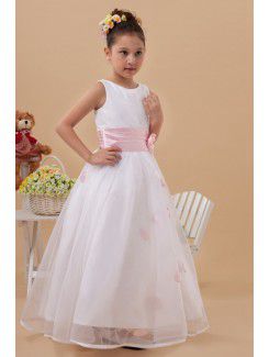 Taffeta and Organza Jewel Ankle-Length Ball Gown Flower Girl Dress