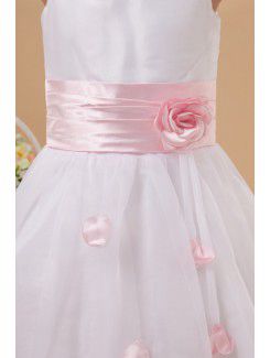 Taffeta and Organza Jewel Ankle-Length Ball Gown Flower Girl Dress