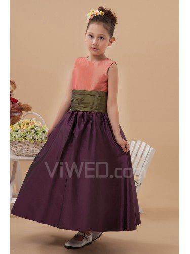 Taft juwel knöchellangen ballkleid blumenmädchen kleid mit schleife