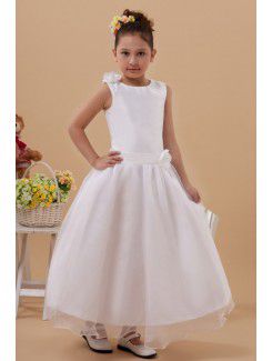 Satin and Organza Jewel Ankle-Length A-line Flower Girl Dress