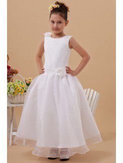 Satin and Organza Jewel Ankle-Length A-line Flower Girl Dress