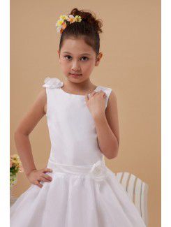 Satin and Organza Jewel Ankle-Length A-line Flower Girl Dress