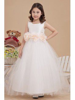 Tulle Jewel Ankle-Length A-line Flower Girl Dress