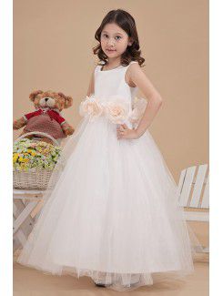 Tulle Jewel Ankle-Length A-line Flower Girl Dress