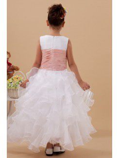 Organza Jewel Ankle-Length Ball Gown Flower Girl Dress with Flower