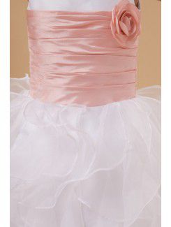 Organza Jewel Ankle-Length Ball Gown Flower Girl Dress with Flower