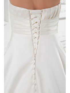 Satin Sweetheart A-line Sweep Train Embroidered Wedding Dress