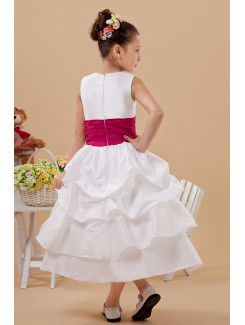 Satin Jewel Tea-Length A-line Flower Girl Dress